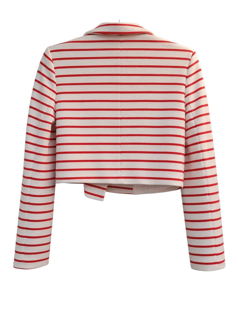 Zara White Blazer with Red Stripes - Cropped Double-Breasted Career Academia - Picture 4 of 6